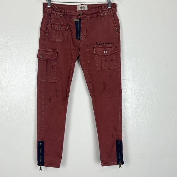 Wiya Denim Dress Like You Already Famous Cargo Cropped Jogger Pants Made Italy L - Picture 1 of 16